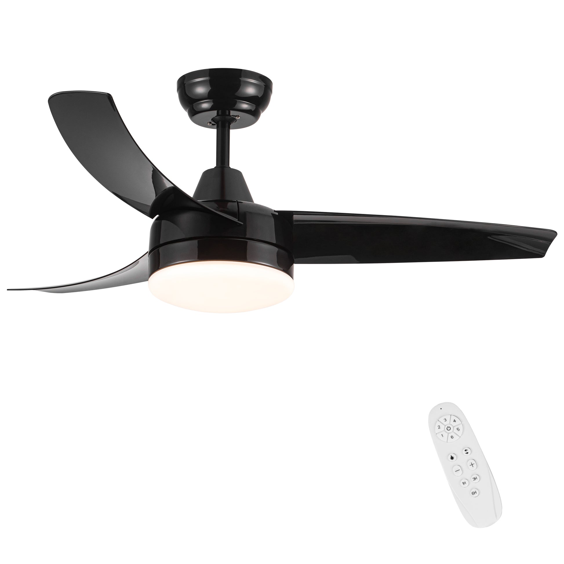 Matte Black Ceiling Fan With Integrated Led Light Black Abs