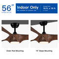 56 In.Intergrated Led Ceiling Fan With Brown Wood Grain Abs Blade Brown Abs