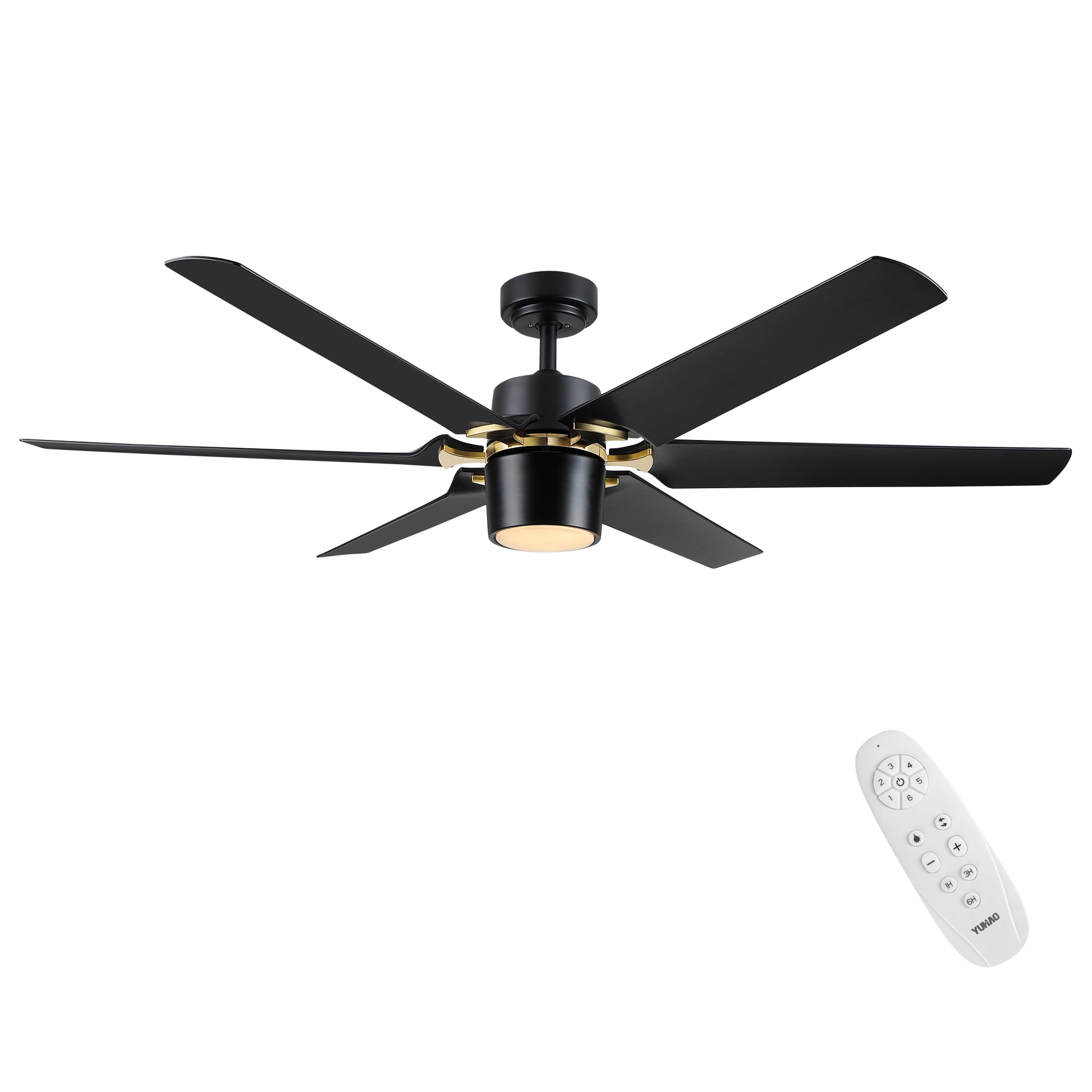 Modern 60" Integrated Led Light Ceiling Fan With Remote Control Matt Black Abs