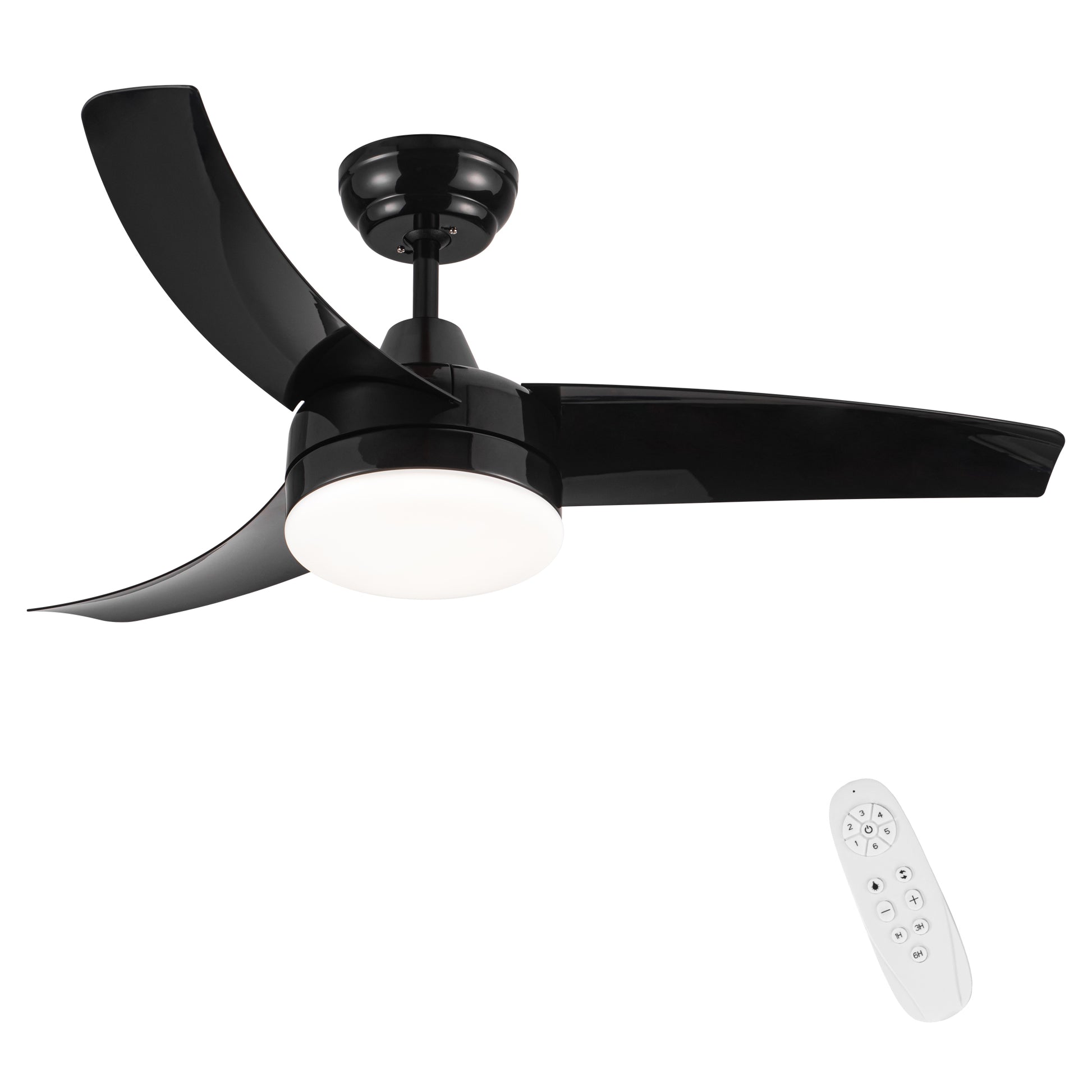 Matte Black Ceiling Fan With Integrated Led Light Black Abs