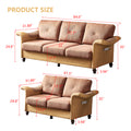 Living Room Furniture Linen Fabric Faux Leather With Wood Leg 2 3 Sectional Brown Brown Foam Fabric