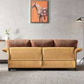 Living Room Furniture Linen Fabric Faux Leather With Wood Leg Sofa Red Brown Brown Foam Fabric