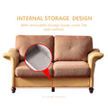 Living Room General Use Linen Fabric Faux Leather With Wood Leg Beautiful Seat Red Brown Brown Foam Fabric