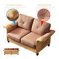 Living Room General Use Linen Fabric Faux Leather With Wood Leg Beautiful Seat Red Brown Brown Foam Fabric