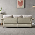 Living Room Furniture Linen Fabric Faux Leather With Wood Leg Sofa Beige Beige Foam Fabric