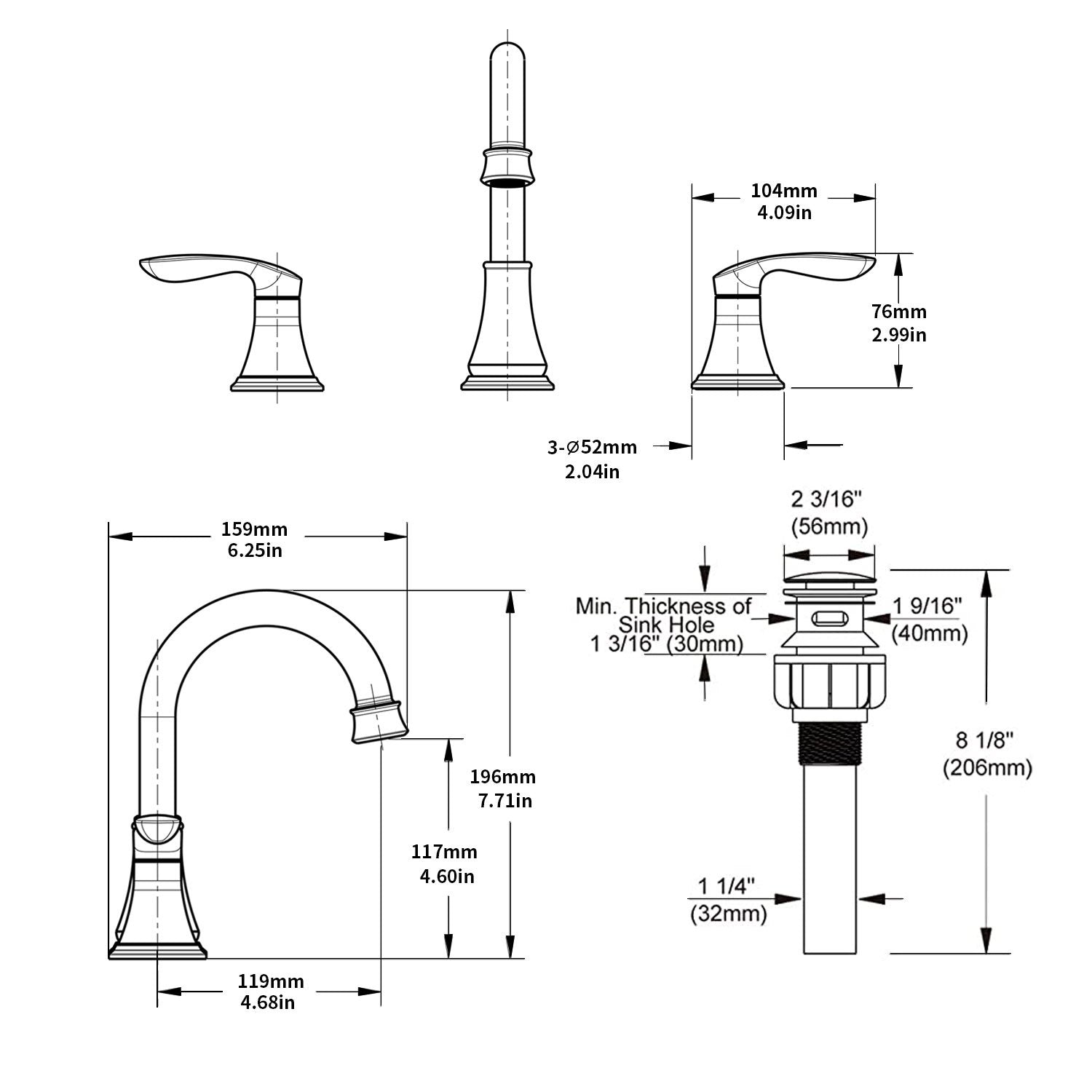 2 Handle 8 Inch Widespread Bathroom Sink Faucet Oil Rubbed Bronze Lavatory Faucet 3 Hole 360 Swivel Spout Vanity Sink Basin Faucets With Pop Up Drain Assembly And Cupc Water Supply Hoses Oil Rubbed Bronze Metal