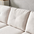 Living Room Furniture Linen Fabric Faux Leather With Wood Leg Sofa Beige Beige Foam Fabric