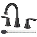 2 Handle 8 Inch Widespread Bathroom Sink Faucet Oil Rubbed Bronze Lavatory Faucet 3 Hole 360 Swivel Spout Vanity Sink Basin Faucets With Pop Up Drain Assembly And Cupc Water Supply Hoses Oil Rubbed Bronze Metal