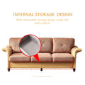 Living Room Furniture Linen Fabric Faux Leather With Wood Leg 2 3 Sectional Brown Brown Foam Fabric