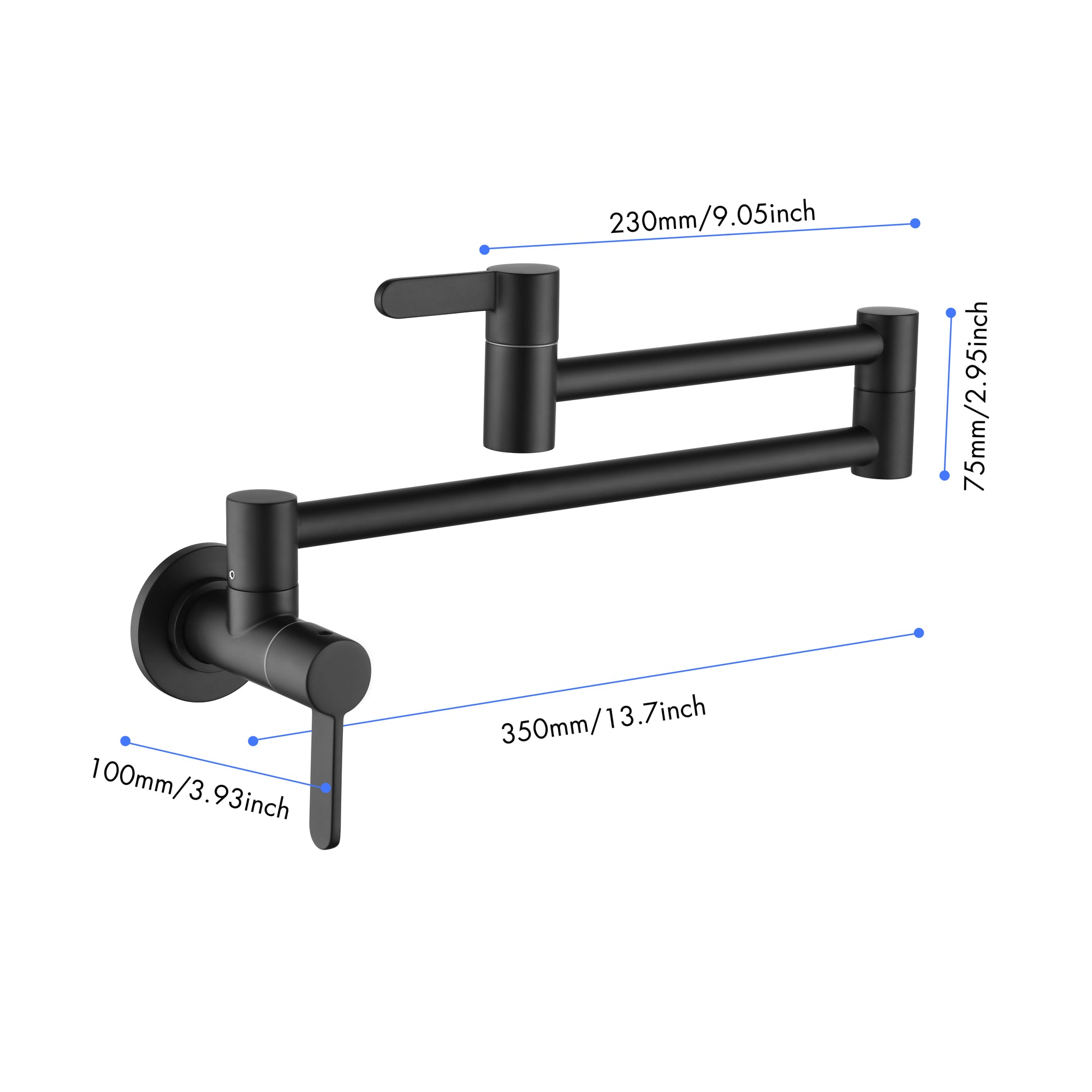 Pot Filler Faucet Wall Mount Matte Black Brass