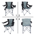 Yssoa Oversized Camping Folding Chair With Cup Holder, Side Cooler Bag, Heavy Duty Steel Frame Fully P Added Quad Armchair For Outdoors, 1 Pack, Grey Grey Oxford Fabric