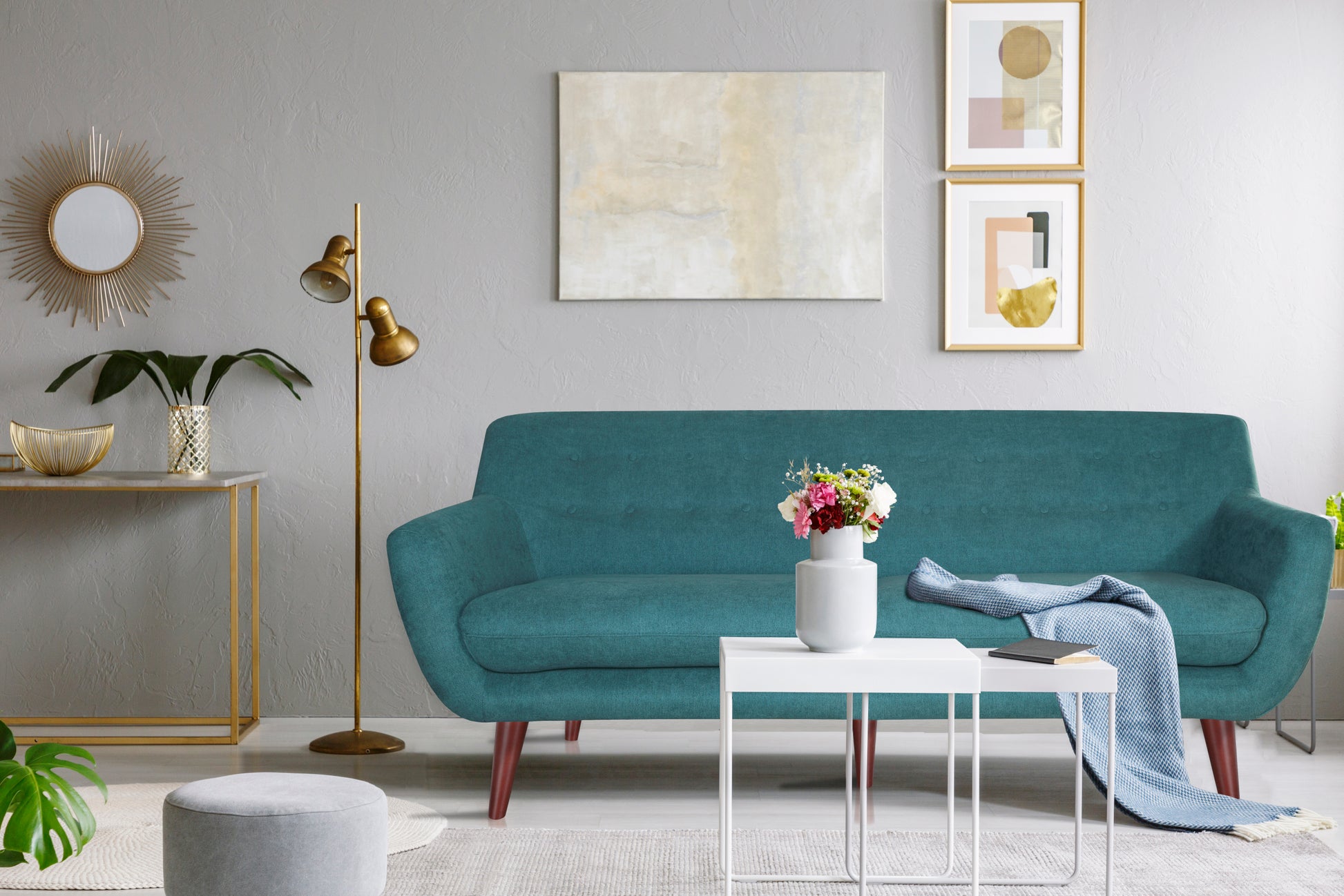 Brenna Sofa Teal Teal Upholstered