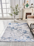 Zara Collection Abstract Design Silver Blue Machine Washable Super Soft Area Rug Multicolor Polyester