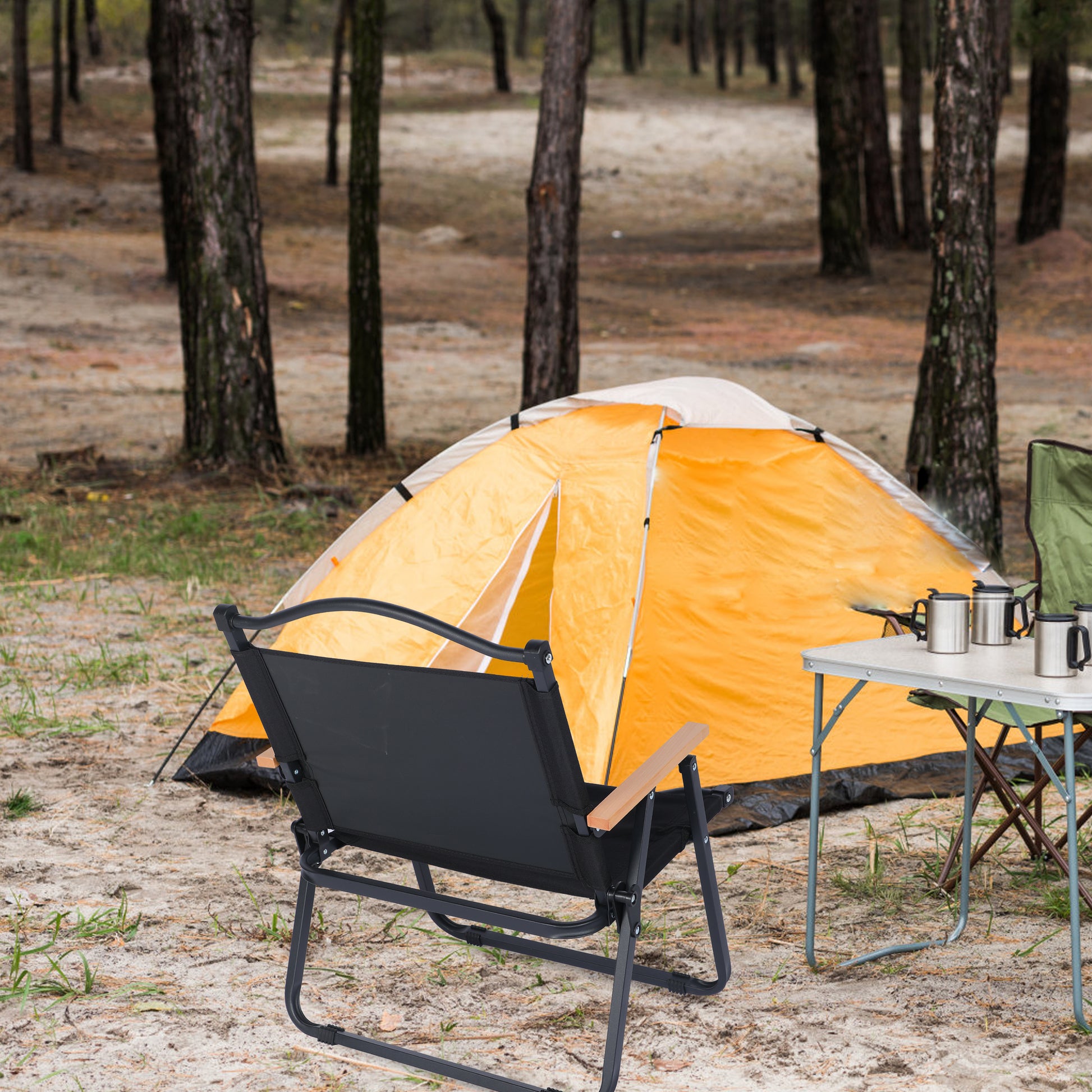 Yssoa Folding Camping Chair For Adults With Handle And Storage Bag, Small Size, 253Lbs Load Bearing Collapsible Outdoor Furniture For Leisure, Beach, Picnic, Hiking, Fishing Color: Black , S Black