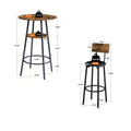 Round Bar Stool Set With Shelf, Upholstered Stool With Backrest, Rustic Brown, 23.62'' W X 23.62'' D X 35.43'' H Rustic Brown Particle Board