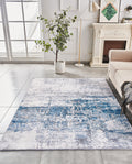 Zara Collection Abstract Design Gray Turquoise Machine Washable Super Soft Area Rug Multicolor Polyester