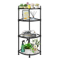 Yssoa 4 Tier Corner Display Rack Multipurpose Metal Shelving Unit, Bookcase Storage Rack Plant Stand For Living Room, Home Office, Kitchen, Small Space, 1 Pack, Black Black Metal