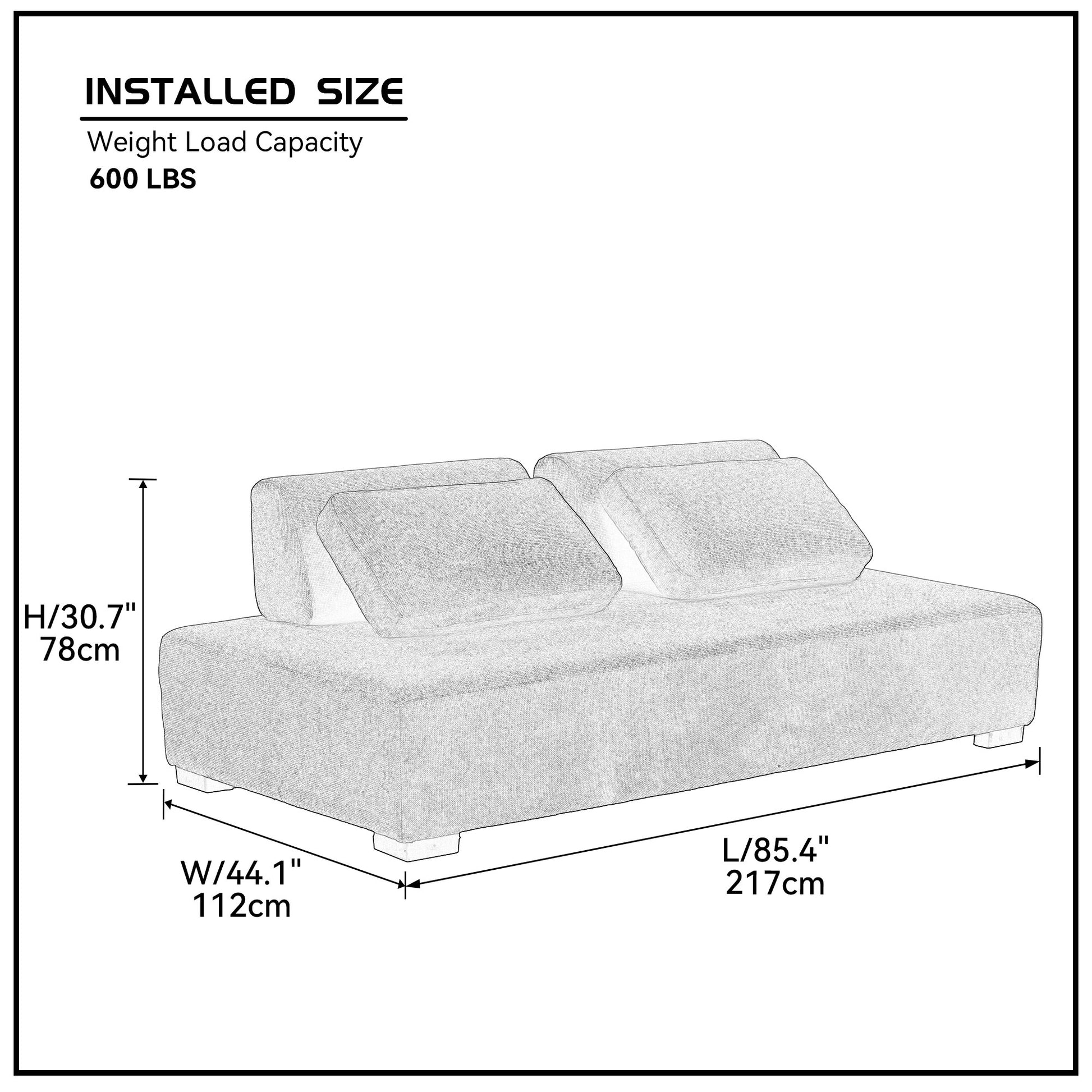 85.4'' Minimalist Sofa 3 Seater Couch For Apartment, Business Lounge, Waiting Area, Hotel Lobby Grey Grey Upholstered