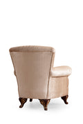 Carmen Traditional Style Chair Made With Chenille Upholstery In Beige Color Beige Chenille Wood Primary Living Space Firm Tight Back Contemporary,Modern Rolled Arms Solid Wood Mdf Wood 1 Seat