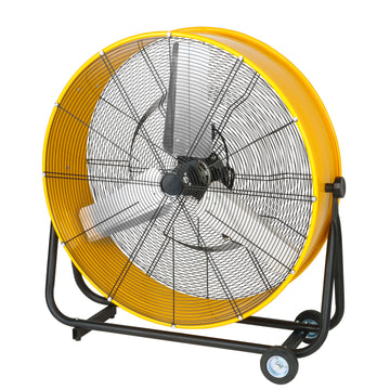 Simple Deluxe 36 Inch Heavy Duty Metal Industrial Drum Fan, 3 Speed Floor Fan For Warehouse, Workshop, Factory And Basement High Velocity, Yellow Yellow Metal