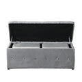 1 Piece Rectangular Storage Ottoman Short Velvet With 2 Set Ottomans Light Gray Light Gray Velvet