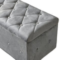 1 Piece Rectangular Storage Ottoman Short Velvet With 2 Set Ottomans Light Gray Light Gray Velvet