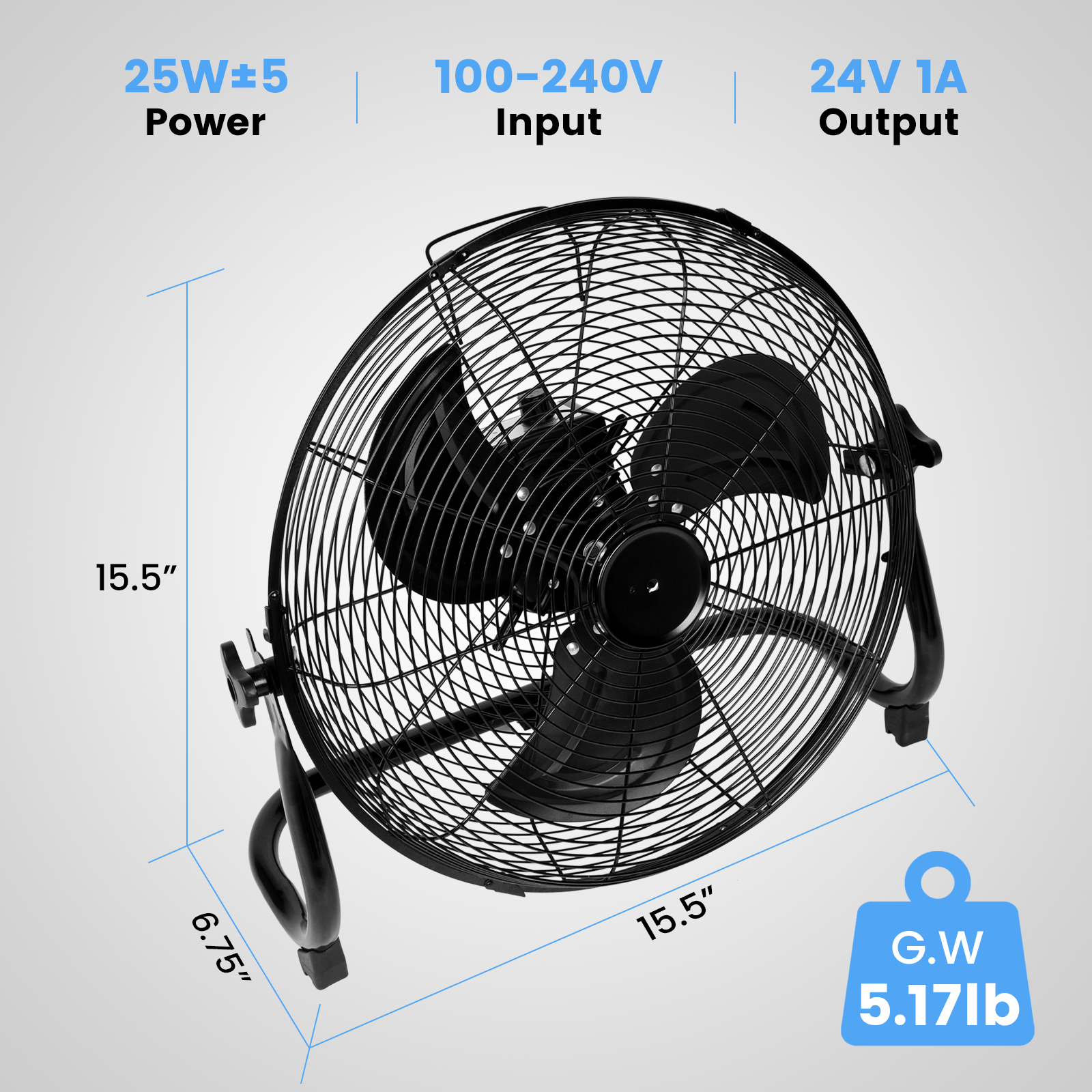 Rechargeable Cordless Floor Fan, 12 Inch, High Velocity Floor Fan With 360 Degree Tilt, Ready To Use, Battery Operated, Heavy Duty Metal Floor Fan For Industrial, Commercial, Residential, Office Black Metal