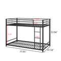 Metal Bunk Bed Twin Over Twin, Bunk Bed Frame With Safety Guard Rails, Heavy Duty Space Saving Design, Easy Assembly Black Black Metal