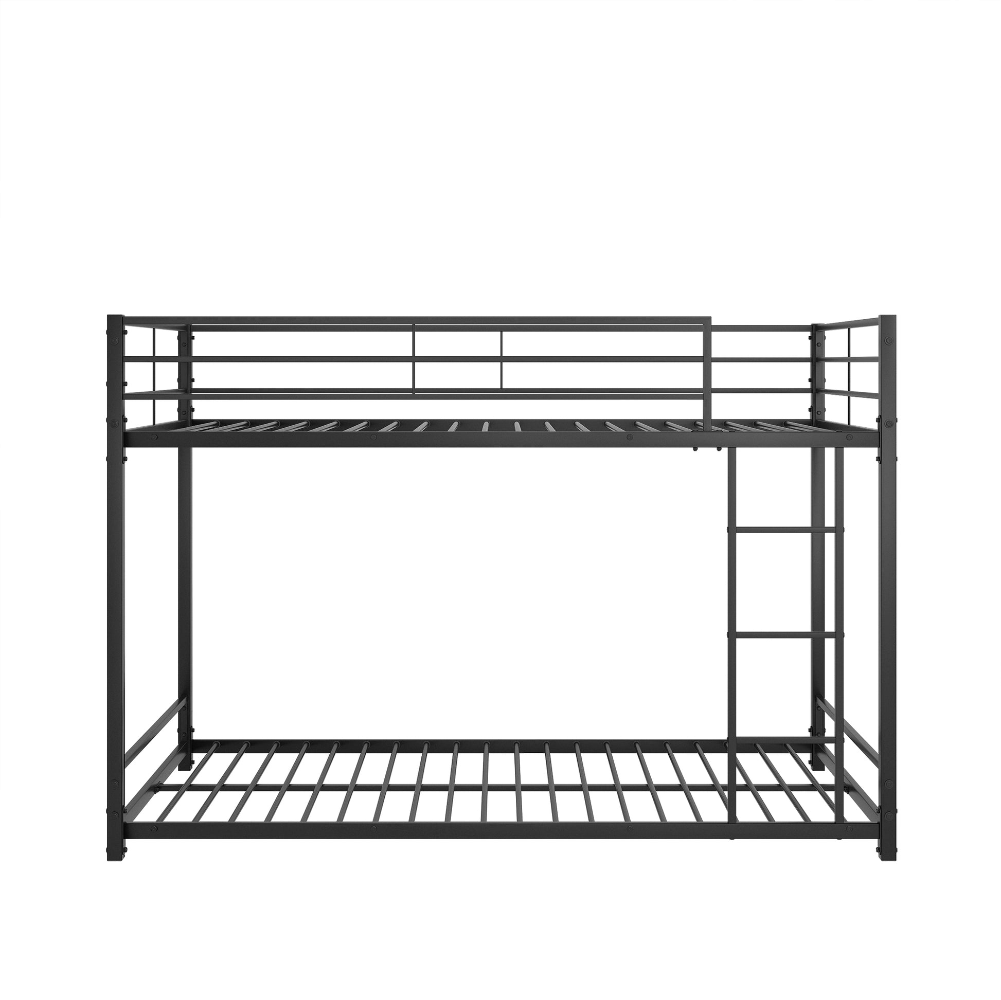 Metal Bunk Bed Twin Over Twin, Bunk Bed Frame With Safety Guard Rails, Heavy Duty Space Saving Design, Easy Assembly Black Black Metal