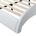 Faux Leather Upholstered Platform Bed Frame With Led Lighting ,Bluetooth Connection To Play Music Control,Backrest Vibration Massage,Curve Design, Wood Slat Support, No Box Spring Needed,Queen White Mdf