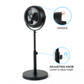 Simple Deluxe Industrial Retro Pedestal Fan, 360 Rotatable Stand Fan, 3 Speed Adjustable, Adjustable Height Pedestal Stand Fan Suitable For Industrial, Commercial, Residential,8 Inch,Black Black Metal