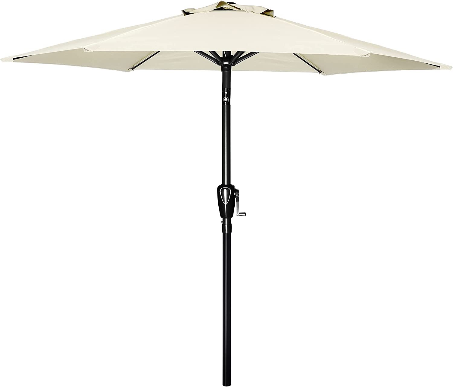 Simple Deluxe 7.5' Patio Outdoor Table Market Yard Umbrella With Push Button Tilt Crank, 6 Sturdy Ribs For Garden, Deck, Backyard, Pool, 7.5Ft, Beige Beige Stainless Steel