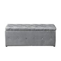 1 Piece Rectangular Storage Ottoman Short Velvet With 2 Set Ottomans Light Gray Light Gray Velvet