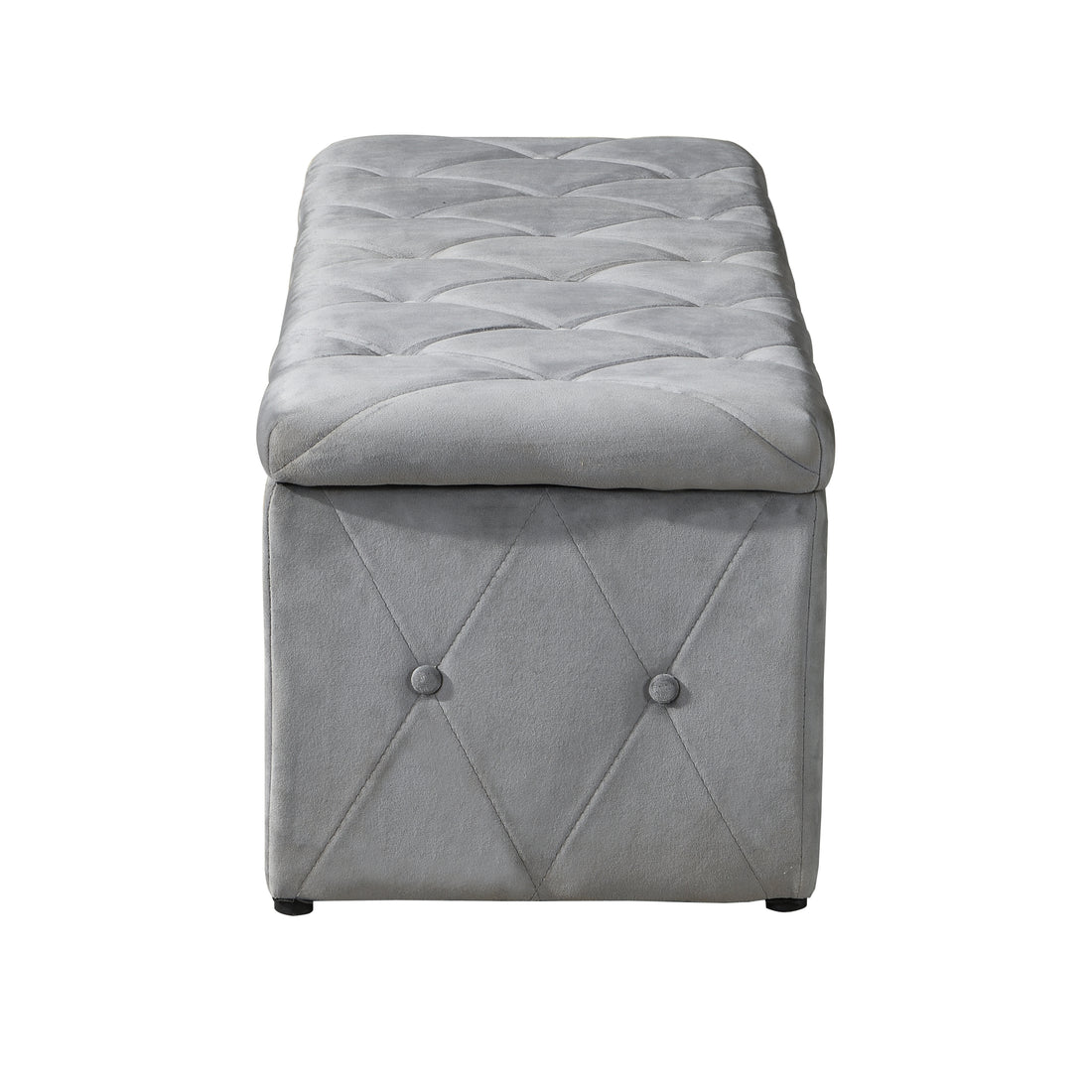 1 Piece Rectangular Storage Ottoman Short Velvet With 2 Set Ottomans Light Gray Light Gray Velvet