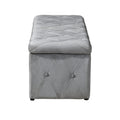 1 Piece Rectangular Storage Ottoman Short Velvet With 2 Set Ottomans Light Gray Light Gray Velvet