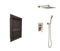 Shower System With Shower Head, Hand Shower, Hose, Valve Trim,Lever Handles And Niche Brushed Nickel Brass