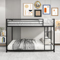Metal Bunk Bed Full Over Full, Bunk Bed Frame With Safety Guard Rails, Heavy Duty Space Saving Design, Easy Assembly Black Black Metal