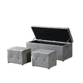 1 Piece Rectangular Storage Ottoman Short Velvet With 2 Set Ottomans Light Gray Light Gray Velvet