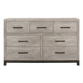 Attractive Gray Finish 1Pc Dresser Of 7X Drawers Metal Bar Hardware Premium Melamine Board Wooden Bedroom Furniture Light Gray 5 Drawers & Above Bedroom Wood