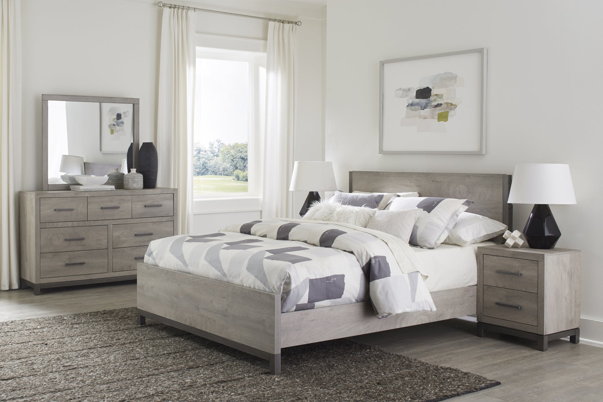Attractive Light Gray Finish 1Pc Queen Size Bed Premium Melamine Board Wooden Stylish Bedroom Furniture Box Spring Required Queen Light Gray Bedroom Wood