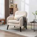 Accent Chair, Kd Solid Wood Legs With Black Painting. Fabric Cover The Seat. With A Cushion. Cream Foam Solid Wood