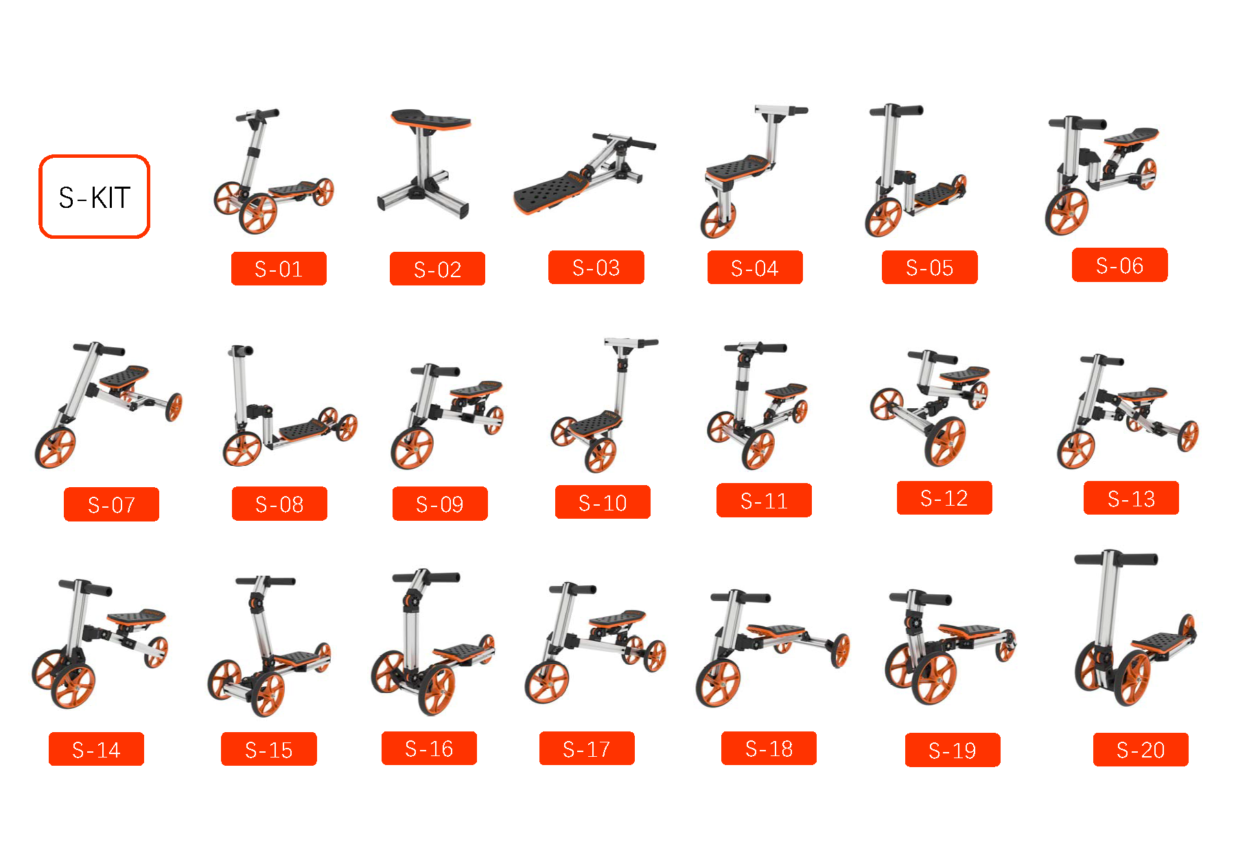 Kidrock Constructible Kit 20 In 1 Kids Balance Bike No Pedals Toys For 1 To 4 Year Old Engineering Building Kit Kids Sit Stand Scooter Most Popular S Kit Not Electric Silver Aluminum