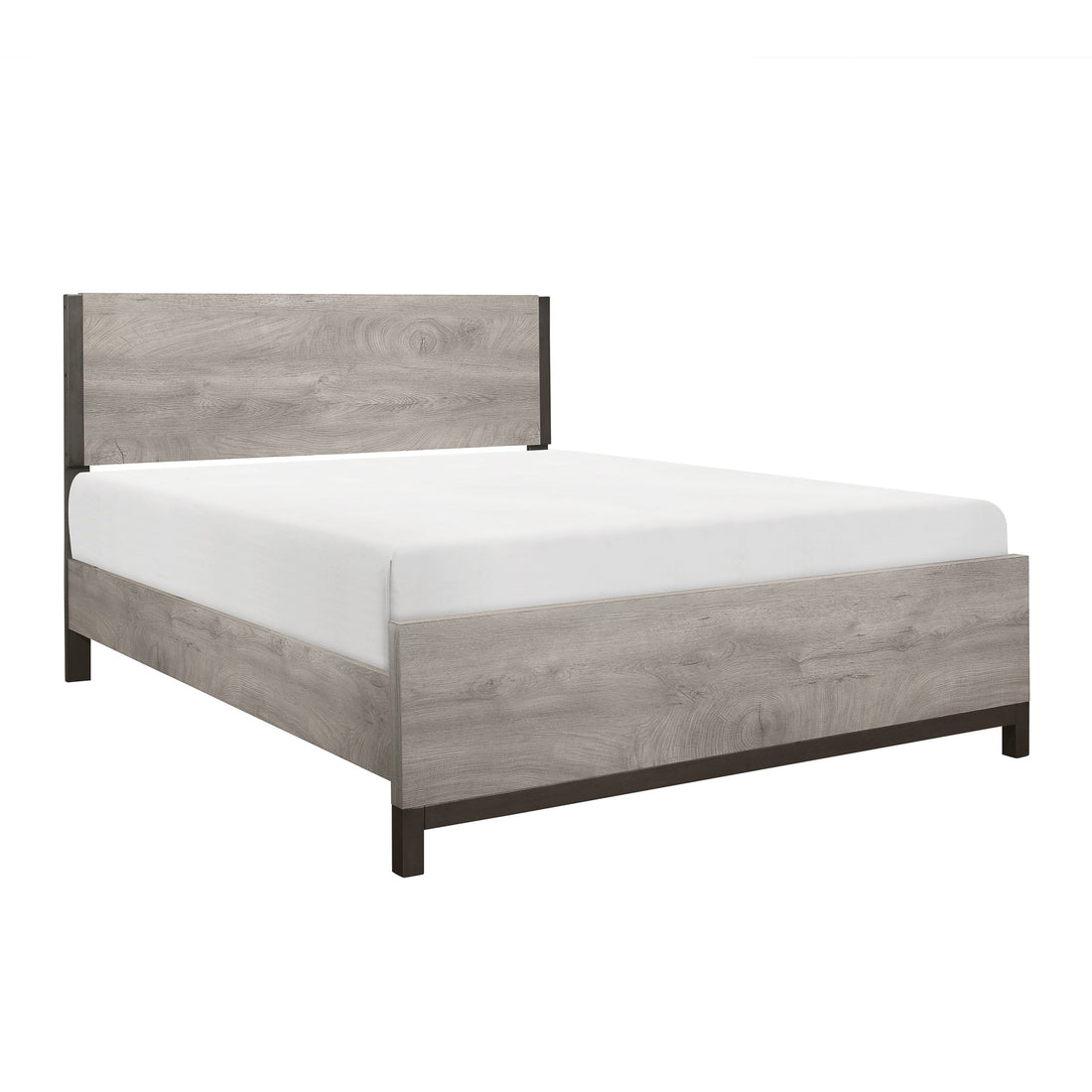 Attractive Light Gray Finish 1Pc Queen Size Bed Premium Melamine Board Wooden Stylish Bedroom Furniture Box Spring Required Queen Light Gray Bedroom Wood