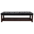 Wooden Base Upholstered Bench For Bedroom For Entryway Black Pu