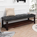 Wooden Base Upholstered Bench For Bedroom For Entryway Black Pu