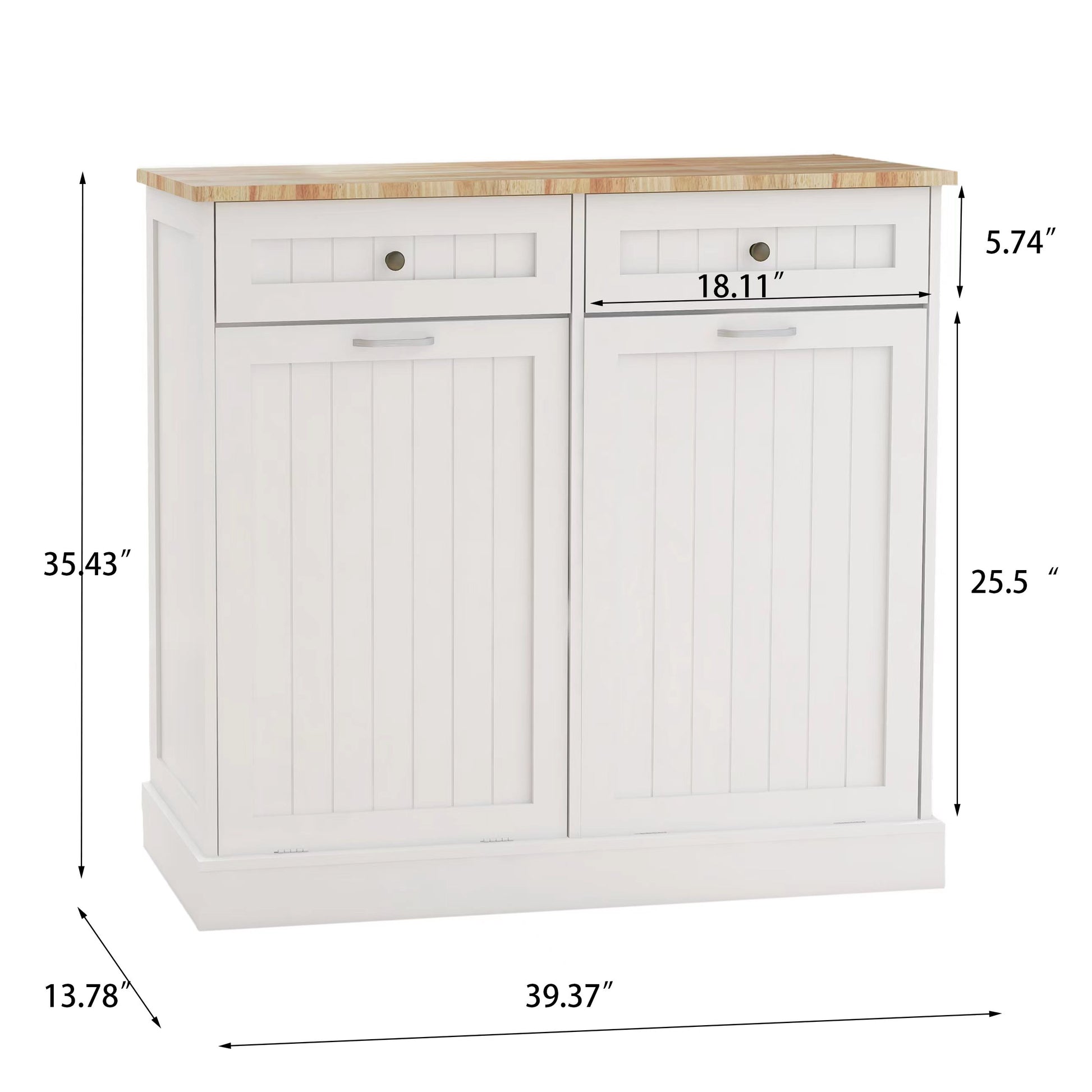 Two Drawers And Two Compartment Tilt Out Trash Cabinet Kitchen Trash Cabinet White White Mdf