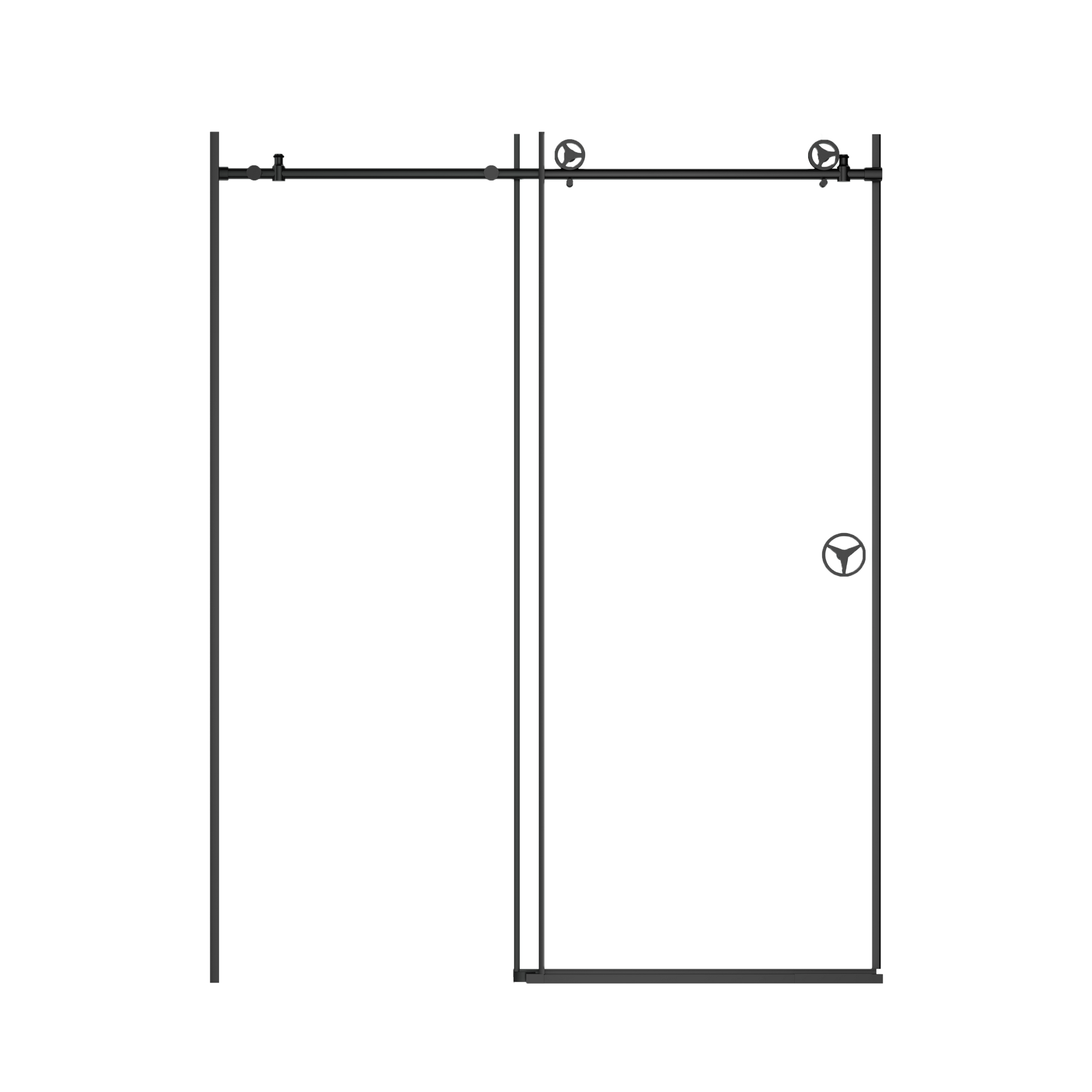 60 In. W X 76 In. Hsliding Frameless Shower Door In Matte Black With Clear Glass Matt Black Glass