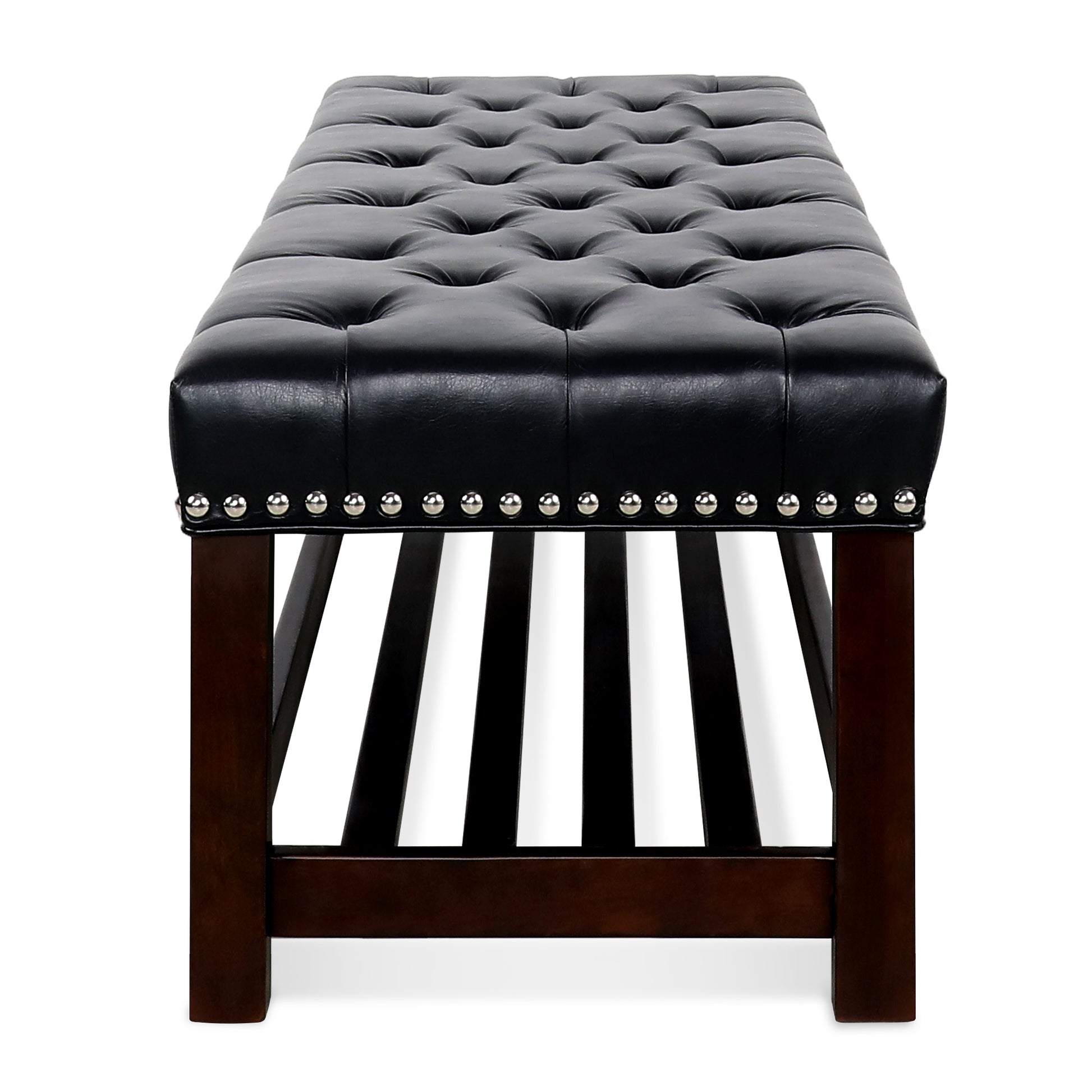 Wooden Base Upholstered Bench For Bedroom For Entryway Black Pu