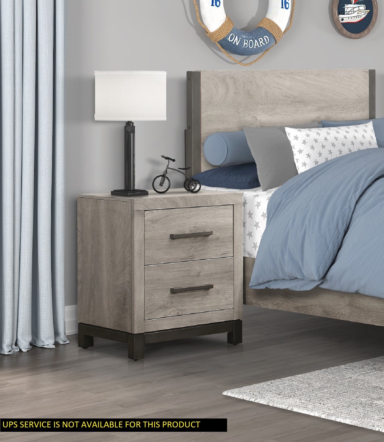 Attractive Gray Finish 1Pc Nightstand Of 2X Drawers Metal Bar Hardware Premium Melamine Board Wooden Bedroom Furniture Light Gray 2 Drawers Bedroom Wood