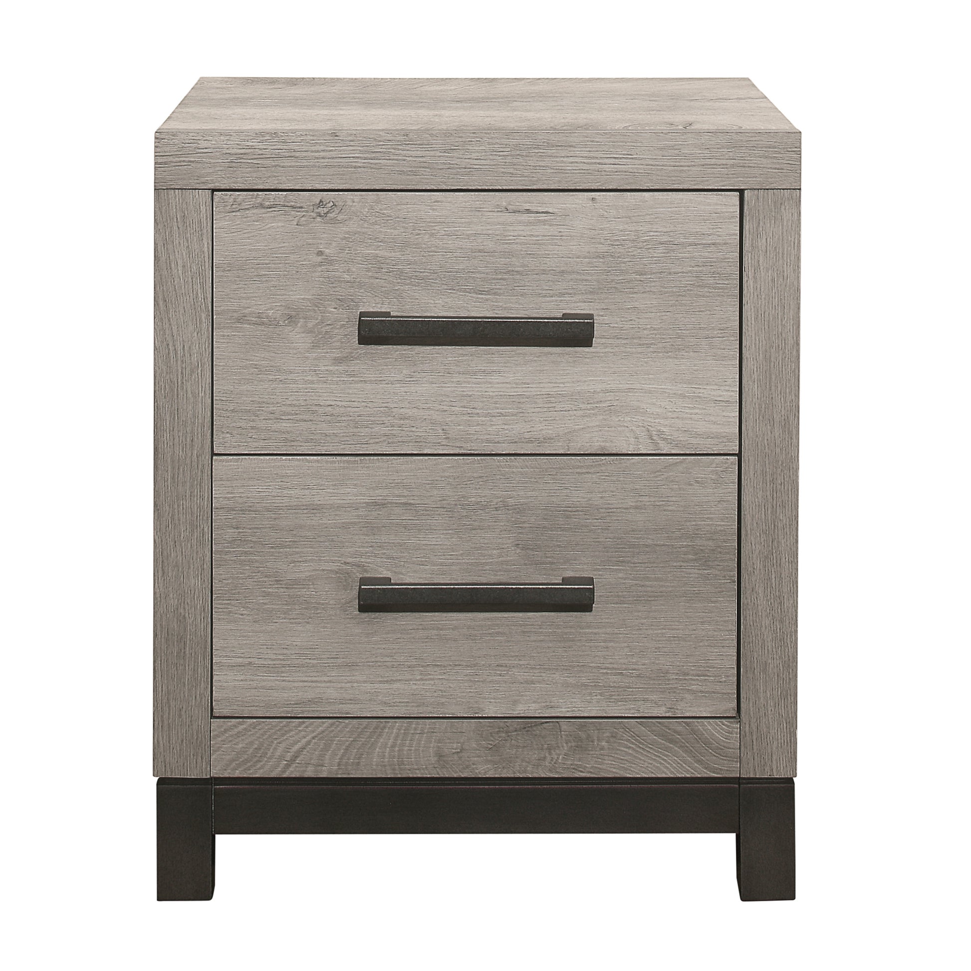 Attractive Gray Finish 1Pc Nightstand Of 2X Drawers Metal Bar Hardware Premium Melamine Board Wooden Bedroom Furniture Light Gray 2 Drawers Bedroom Wood